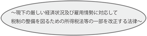 ～現下の厳しい経済状況及び雇用情勢に対応して税制の整備を図るための所得税法等の一部を改正する法律～