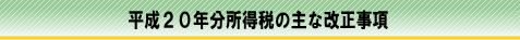 平成20年度分所得税の主な改正事項