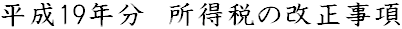 平成19年分　所得税の改正事項