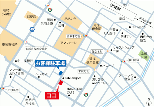 地図：DENCITY(愛知県安城市末広町8番4号)
