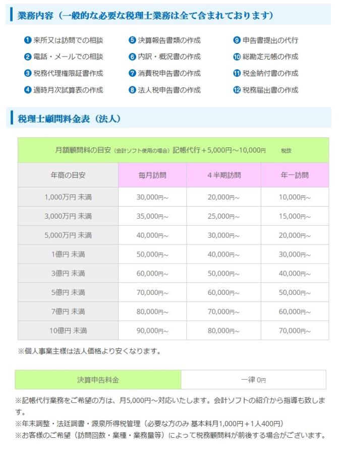 料金表